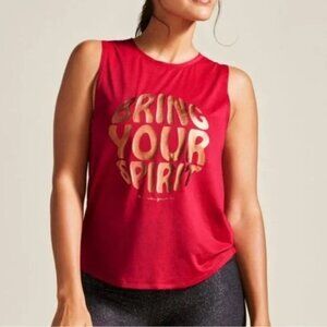 Spiritual Gangster Peloton Tank Top Women's Size Large Red Bring Your Spirt
